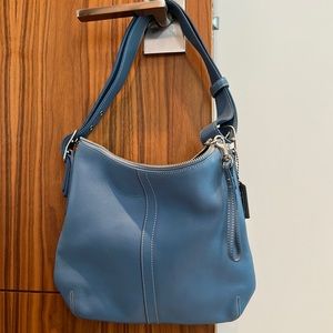 Coach leather baby blue small handbag